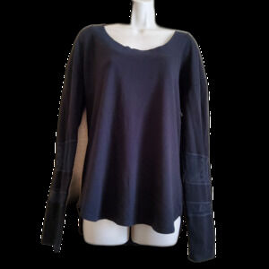 Nux Long Sleeve Activewear Pullover Sweatshirt Top Size S Black New